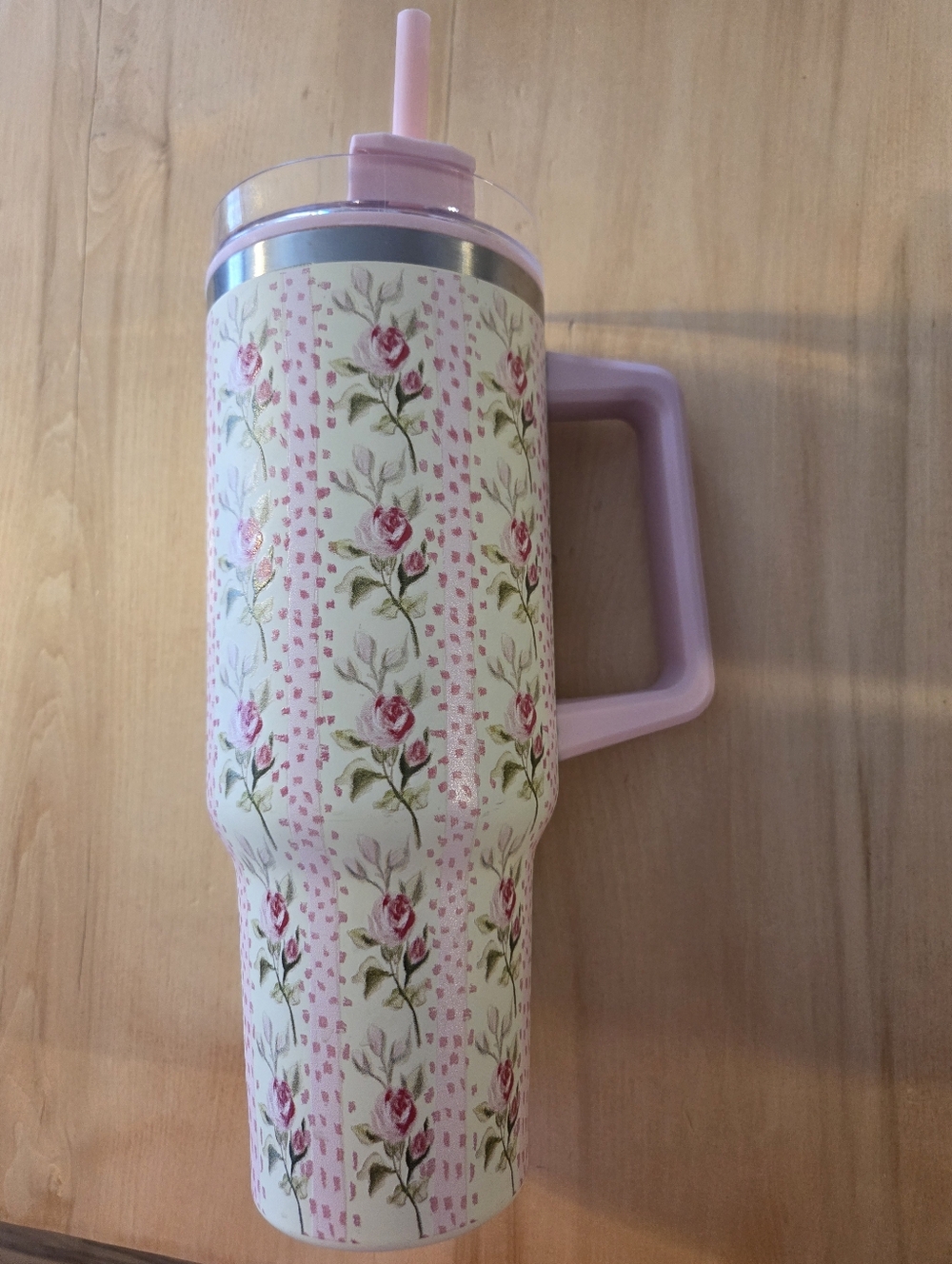 Orly 40 Ounce Pink Floral Travel Tumbler with Handle NEW! 🌸